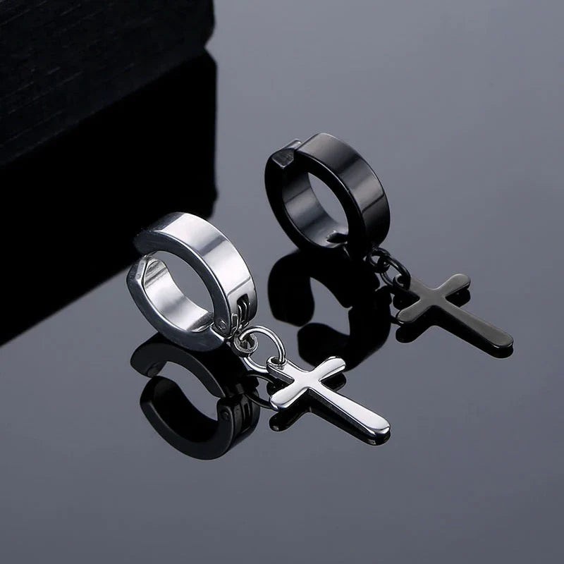 1/16 paia di orecchini a bottone magnetici da uomo in acciaio inossidabile con croce Non penetrante orecchini a cerchio Unisex CZ Magnet Clip on Earring