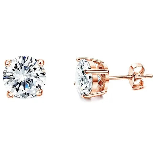 Drperfect Orecchini in argento con zirconi cubici per donna Uomo Orecchini a bottone delicati ipoallergenici placcati in oro 14 carati