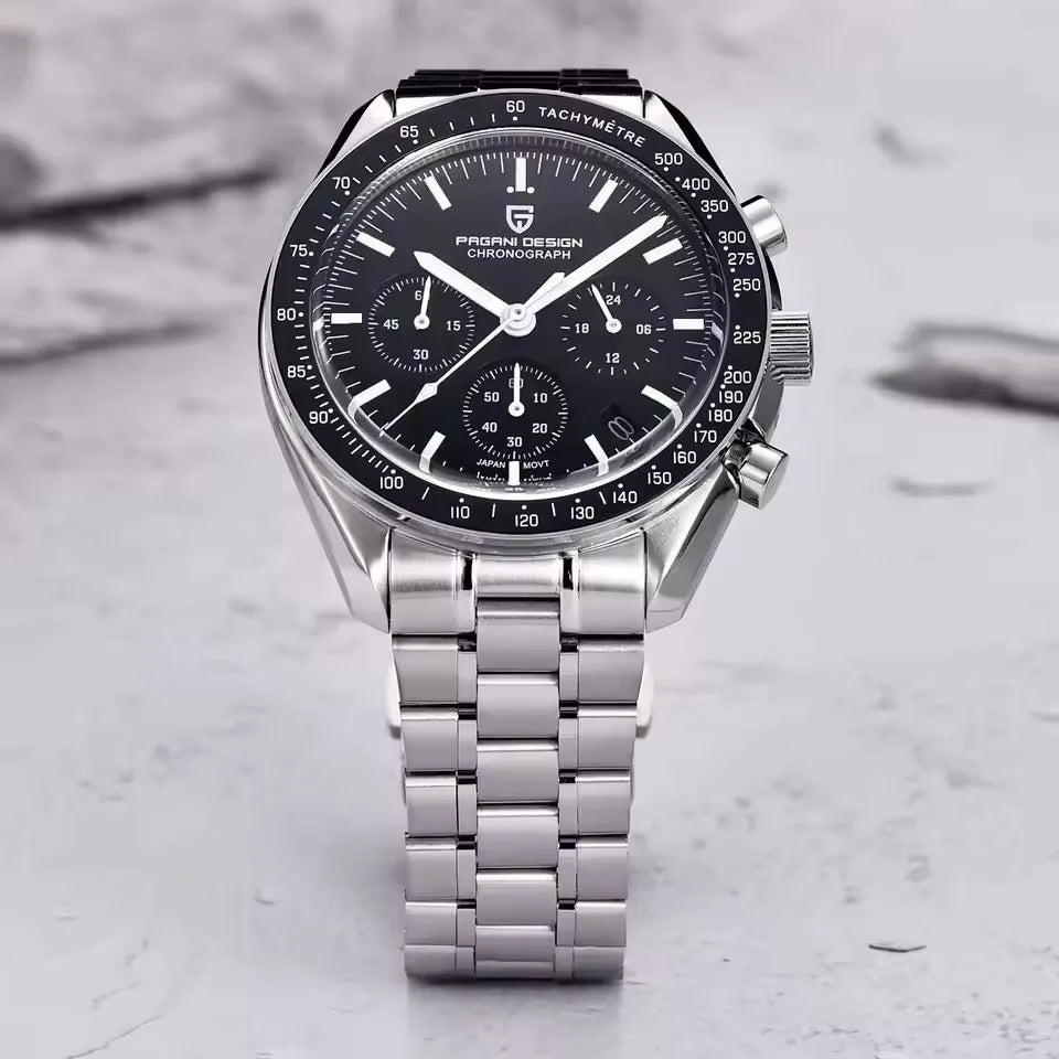 PAGANI DESIGN 500 Orologio da Uomo di Lusso con Cronografo Sportivo, Quadrante Tondo, Vetro Zaffiro AR, Movimento Giapponese, Acciaio 316L, Luminoso