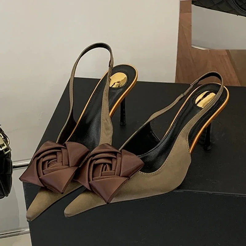 Aneikeh Summer Street Style Elegant Sexy Flower Designer Pointed Toe High Heels Women Shallow Fashion Pumps Banquet Dress Shoes