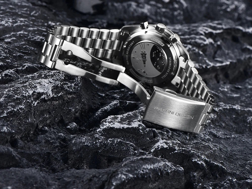 PAGANI DESIGN 500 Orologio da Uomo di Lusso con Cronografo Sportivo, Quadrante Tondo, Vetro Zaffiro AR, Movimento Giapponese, Acciaio 316L, Luminoso
