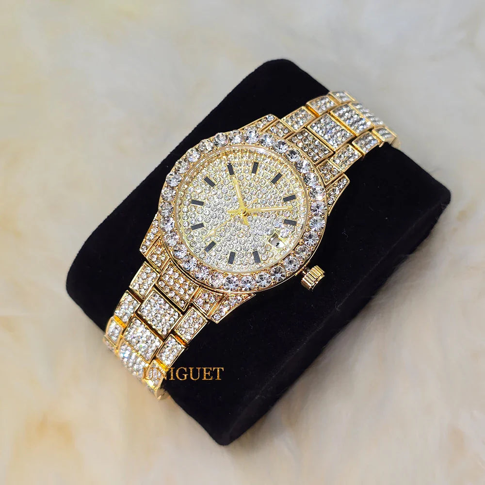 Orologio da Donna Elegante con Quadrante Piccolo Rosa, Orologio da Polso Mini con Diamanti Bling-Bling di Lusso per Abiti da Sera, Regalo per Lei