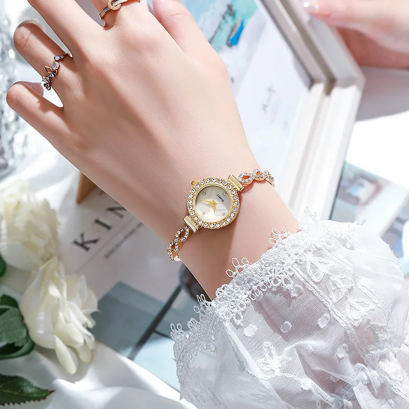 Orologio da donna con strass alla moda, bracciale da donna, orologi al quarzo, orologio Relogio