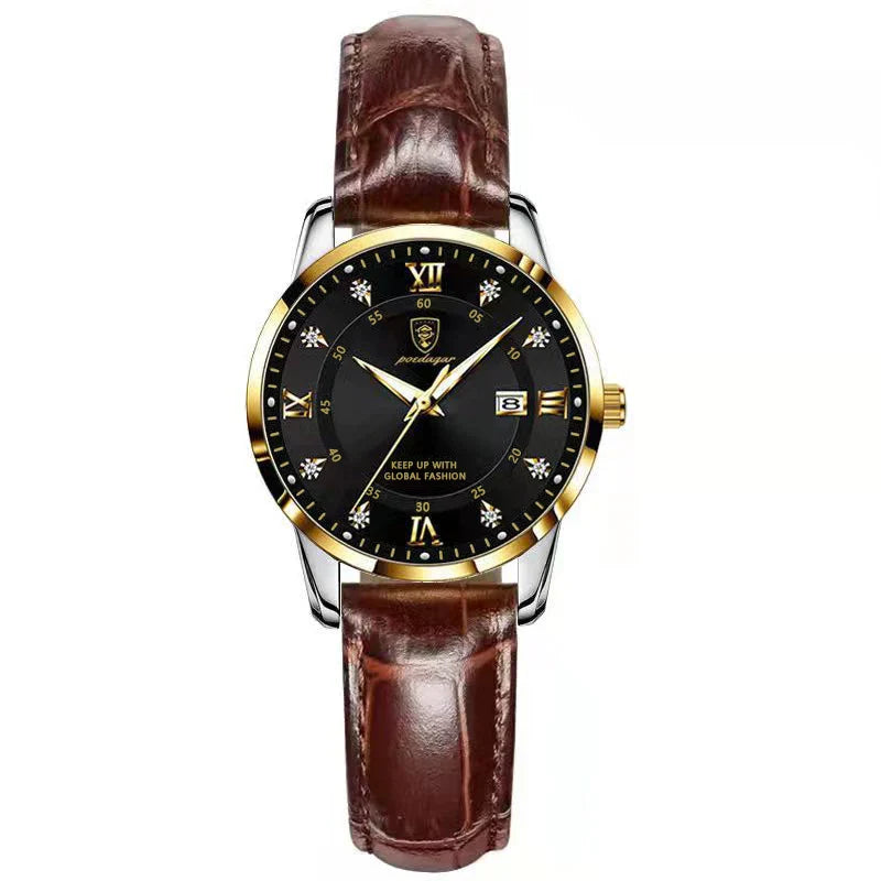 POEDAGAR Orologio da donna di lusso Orologio da donna impermeabile in acciaio inossidabile con data luminosa Orologi al quarzo da donna semplici e casual alla moda