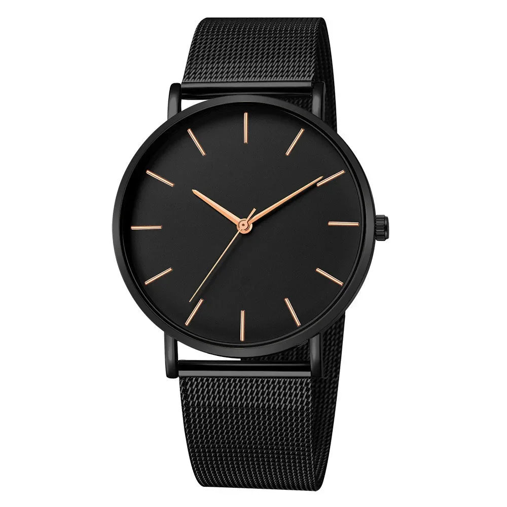 Orologio da donna semplice per il tempo libero 2025 Orologio da polso da uomo di lusso alla moda ultrasottile con cintura in rete vintage