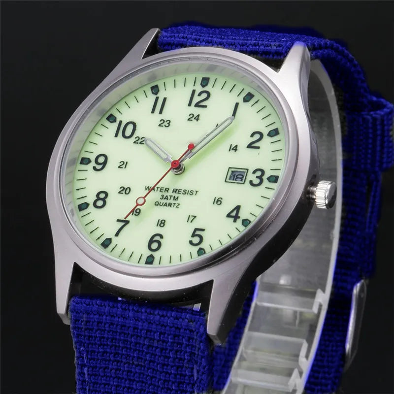 Ragazzi marca orologi economici uomo moda casual cinturino in nylon sport esercito regali data orologio da polso al quarzo fluorescente Relogio Masculino