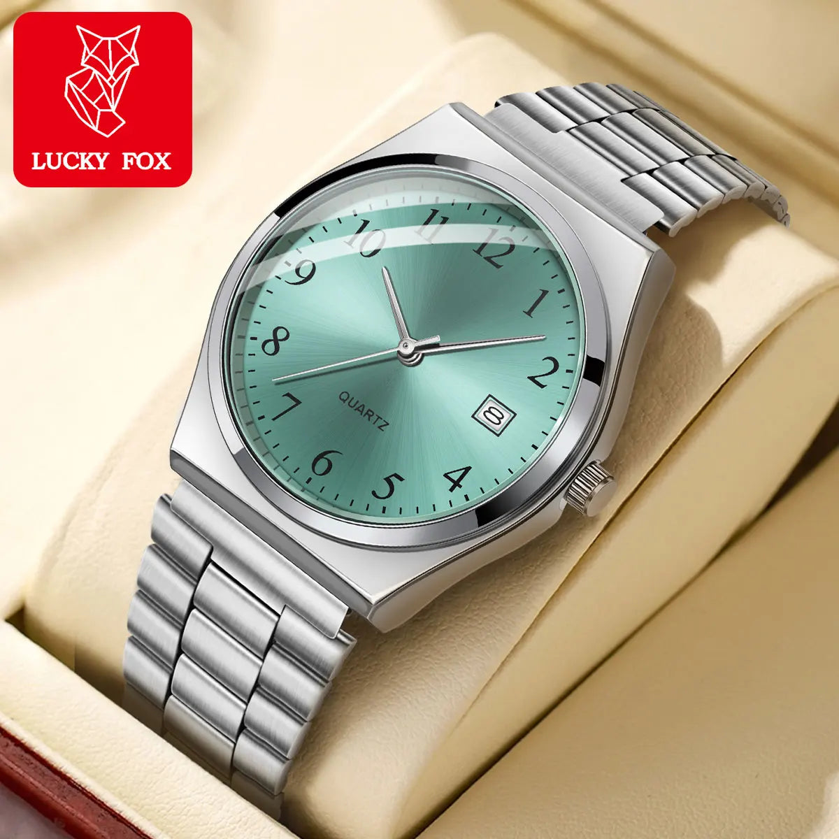 LUCKY FOX - Orologio da polso elegante e minimalista in acciaio inossidabile con quadrante nero - Cronometraggio preciso per tutti i giorni