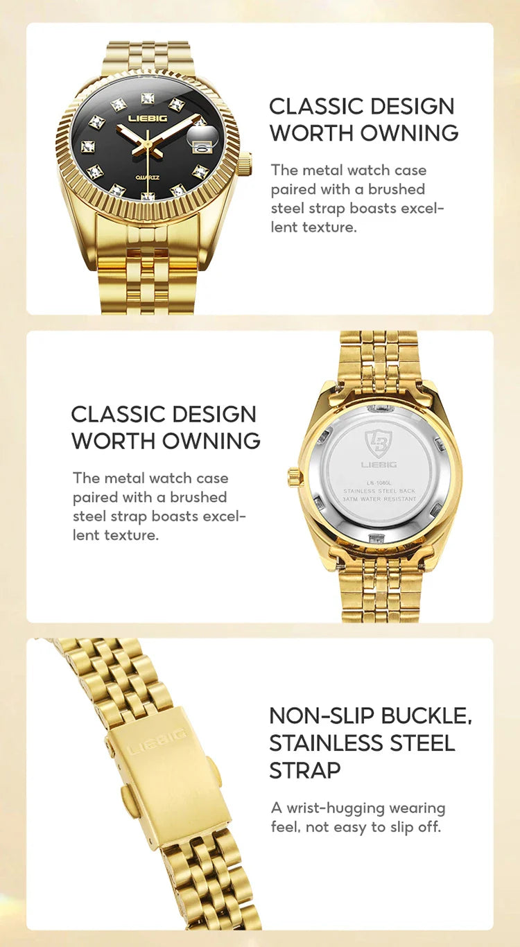 LIEBIG orologi da polso al quarzo eleganti di lusso delle migliori marche orologi automatici di moda per le donne orologio con cinturino in acciaio inossidabile Reloj Mujer