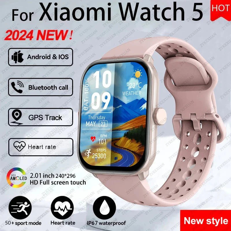 Per Xiaomi Watch 5 Smart Watch da uomo HD AMOLED schermo frequenza cardiaca chiamate Bluetooth localizzazione GPS Smartwatch sportivo impermeabile da donna