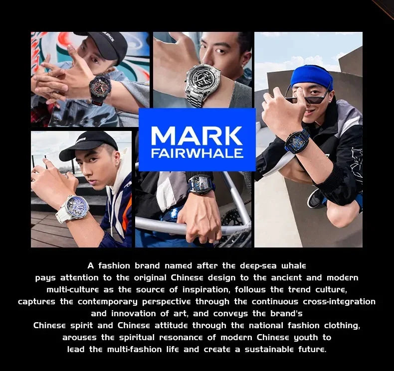 Mark Fairwhale 5031 Nuovo orologio al quarzo da uomo di marca superiore quadrante digitale rotante intrattenimento freddo orologio da notte impermeabile reloj