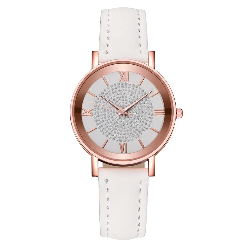 Orologio da donna alla moda con quadrante arabo, cinturino in pelle casual, orologi analogici al quarzo