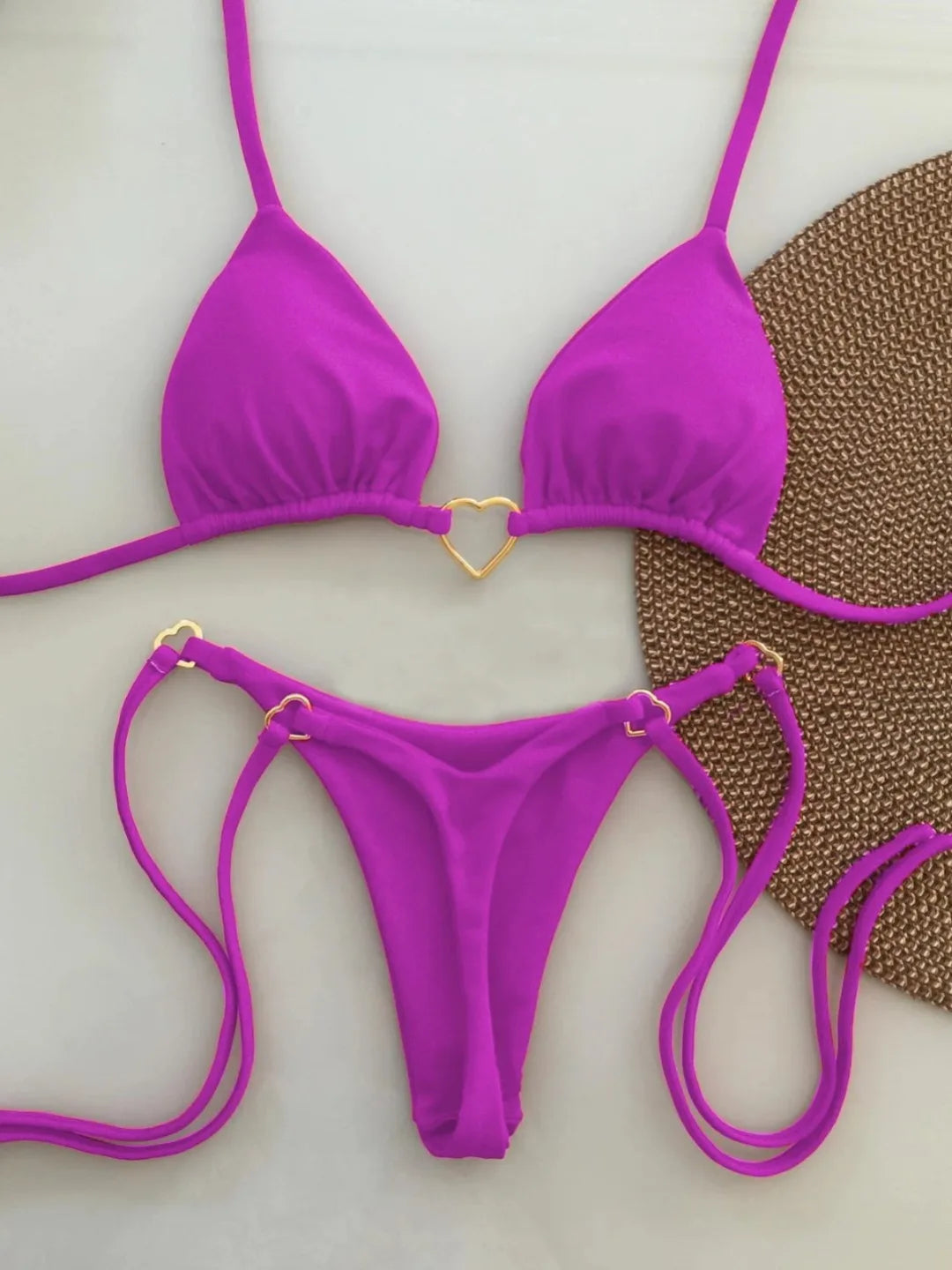 Nuovo costume da donna bikini bianco tinta unita costume da bagno alla moda con lacci a vita bassa set da due pezzi