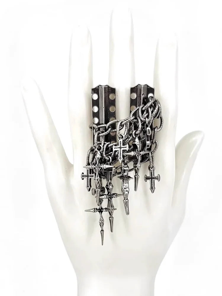 Set di Gioielli Punk Rock per Donne e Uomini, Collane e Anelli con Ciondolo a Croce Gotica, Collezione di Accessori Gioiello Audaci