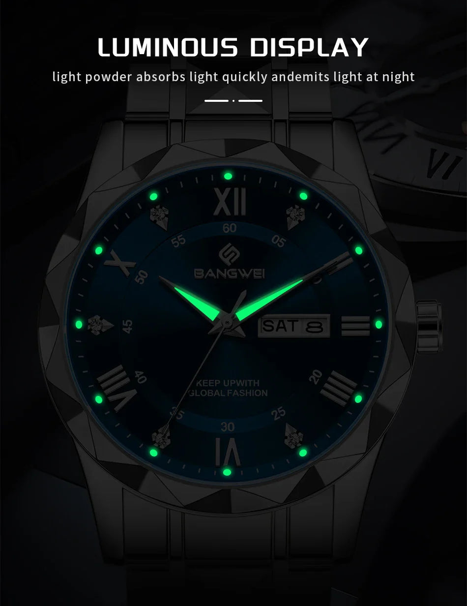 BANGWEI Orologio da donna Orologio di moda classico elegante di lussoBusiness Casual Data Orologi da donna al quarzo luminoso impermeabile in acciaio inossidabile