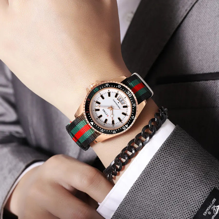 Nuovo orologio da calendario con cinturino in nylon da uomo alla moda, lussuoso e semplice orologio al quarzo con luce notturna per uomo d'affari e donna