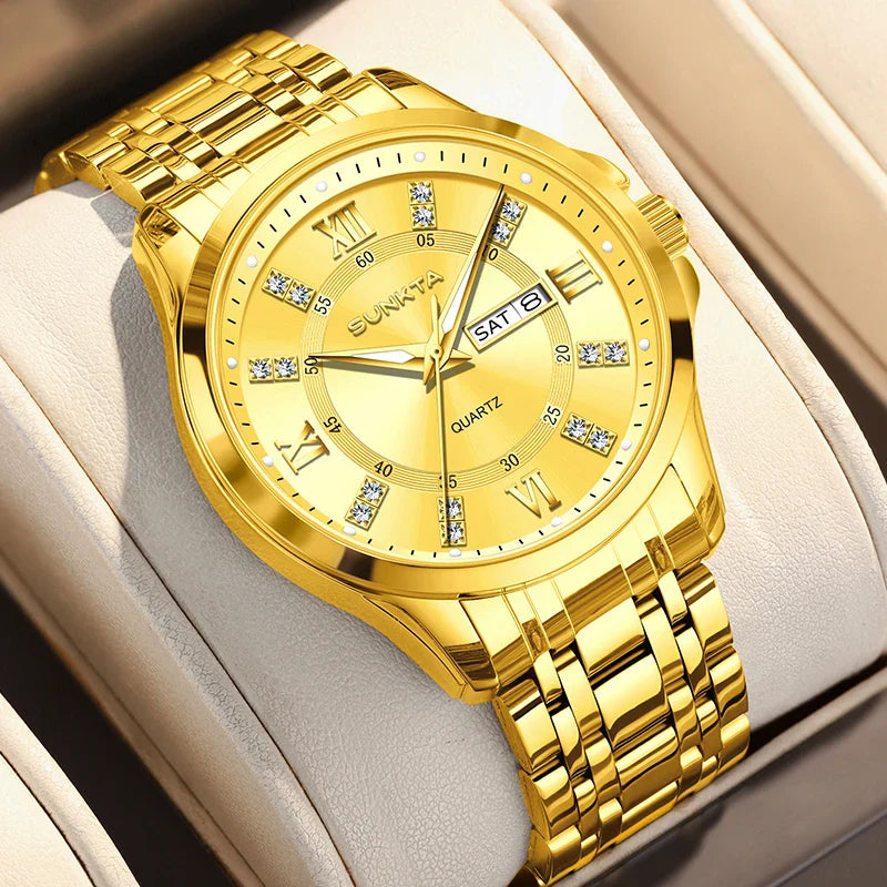 SUNKTA Orologio da Donna con Diamanti, Moda Creativa, Acciaio Impermeabile, Orologio al Quarzo Casual Luminoso con Bracciale