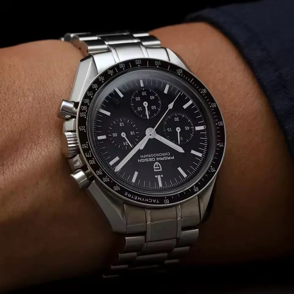 PAGANI DESIGN 500 Orologio da Uomo di Lusso con Cronografo Sportivo, Quadrante Tondo, Vetro Zaffiro AR, Movimento Giapponese, Acciaio 316L, Luminoso
