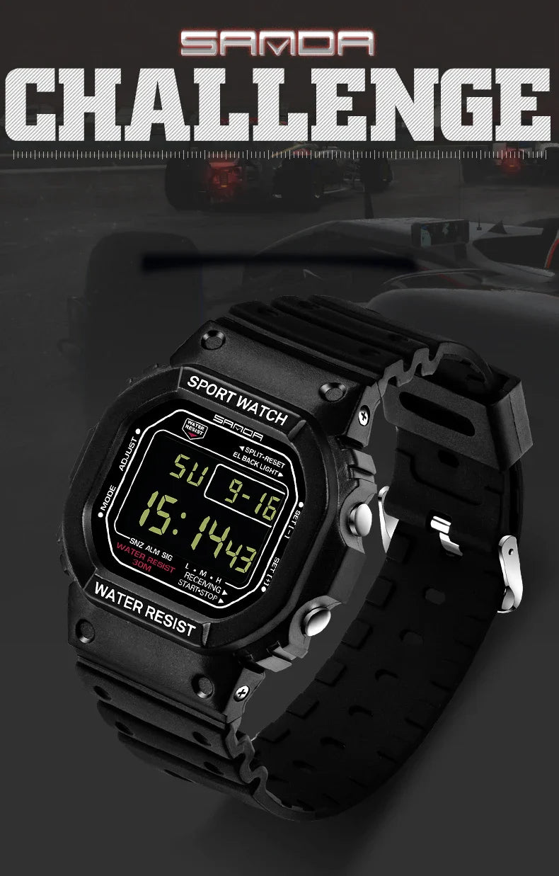 SANDA G Style LED Orologio digitale Unisex Antiurto Impermeabile Orologi sportivi Ragazzo Ragazza Cronometro Orologio elettronico a LED militare