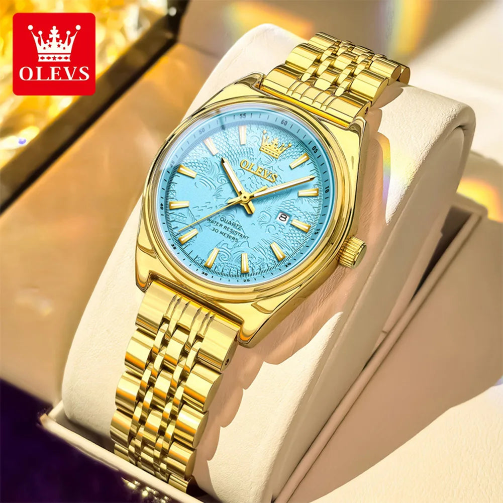 Orologio OLEVS 3703 da donna, elegante orologio al quarzo da donna, marca di alta gamma, impermeabile, luminoso, con calendario, orologio da polso di lusso per signora.