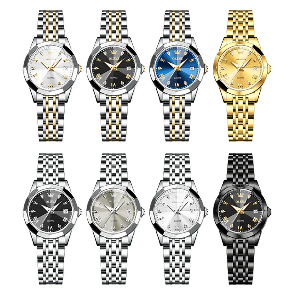 OLEVS 9931 Elegante Orologio da Donna di Lusso, Marca Originale, Movimento al Quarzo, Impermeabile, in Acciaio Inossidabile, Luminoso con Data