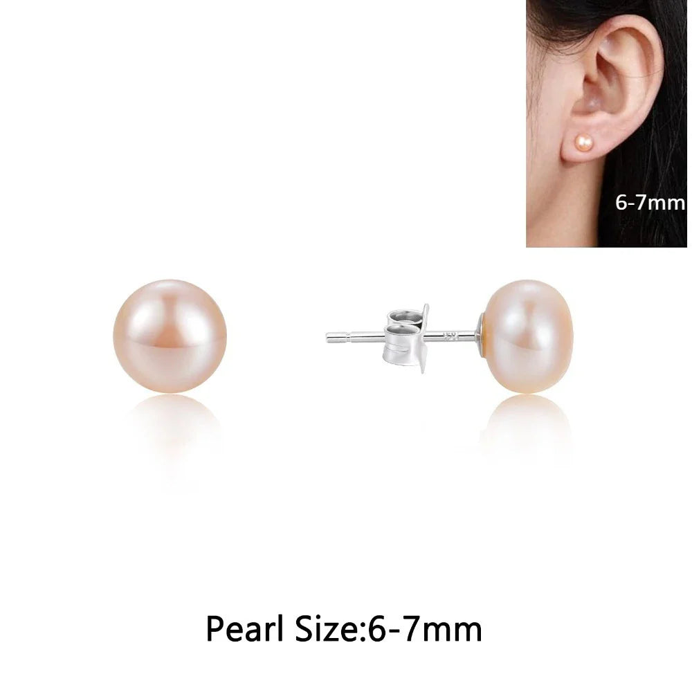 Orecchini a Perno con Perle Naturali d'Acqua Dolce per Donne, Argento Sterling 925, Gioielli Semplici e Colorati con Perle Selezionate a Mano