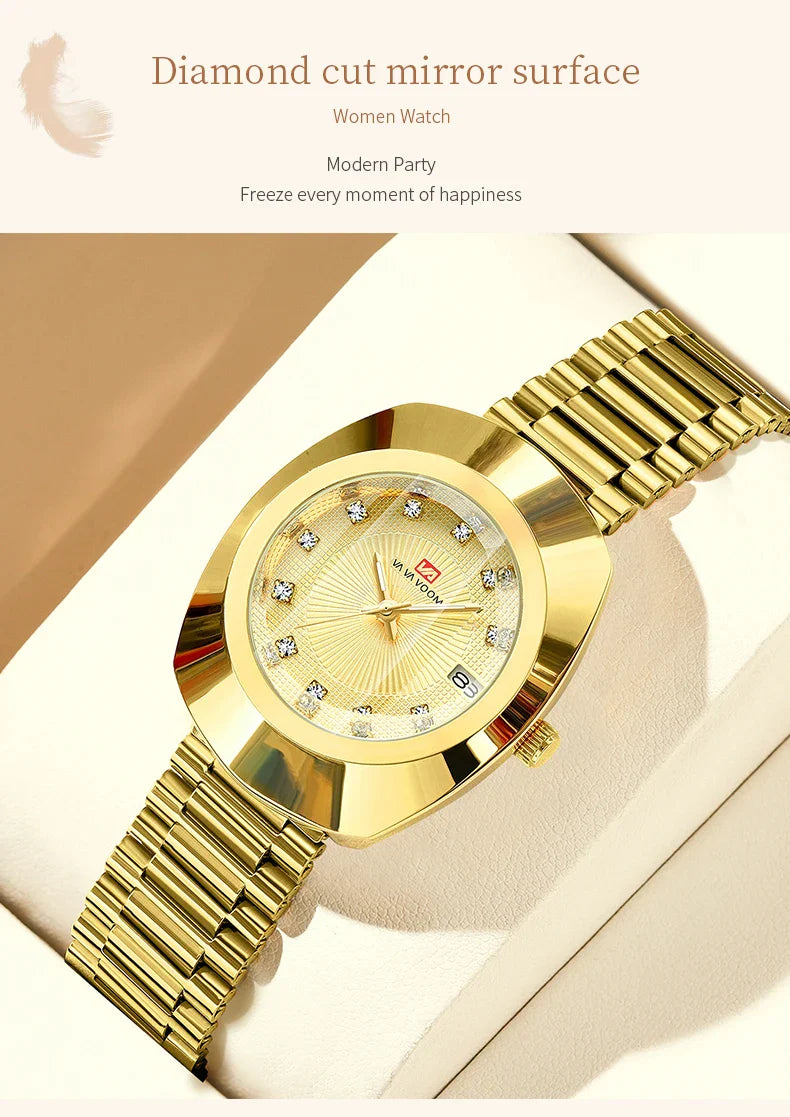 2024 nuove donne orologio ovale 34mm movimento al quarzo in acciaio inossidabile marchio di lusso acqua diamante oro nero vestito casual orologio da banchetto