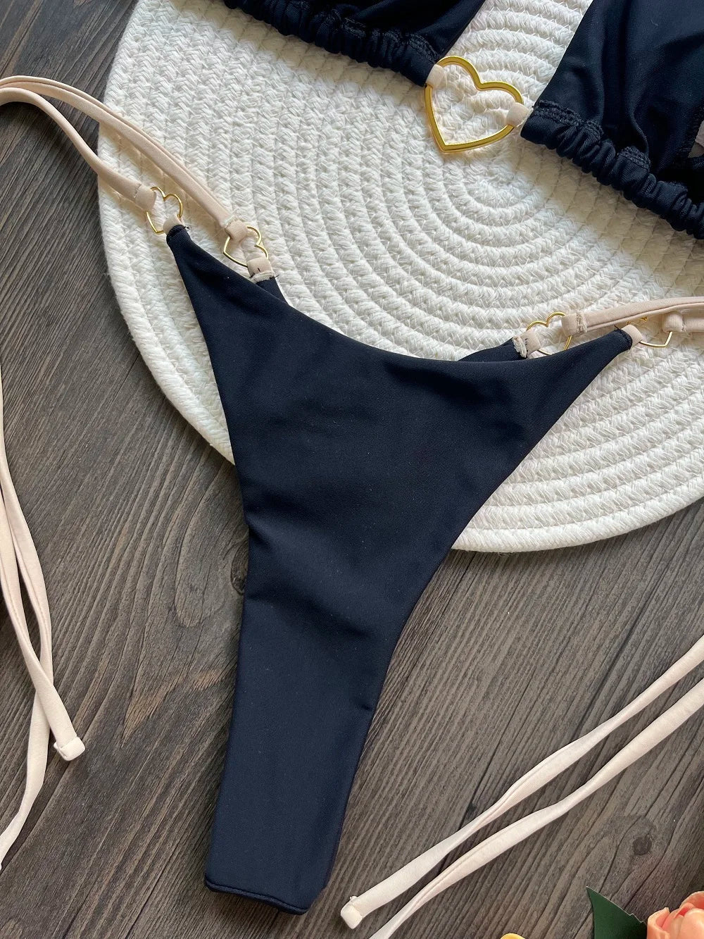 Costume da bagno bikini sexy da donna a tinta unita, due pezzi, rosso