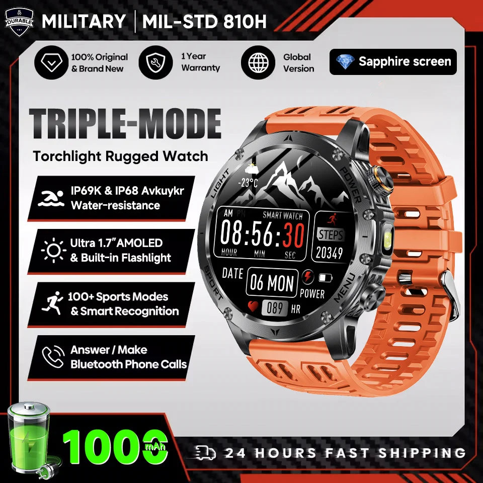 2025 Uomini Schermo AMOLED da 1,7 pollici Astuto Della Vigilanza 1000mAh Batteria Frequenza Cardiaca Chiamata Bluetooth NFC GPS Tracker Sport Fitness Orologi Nuovo
