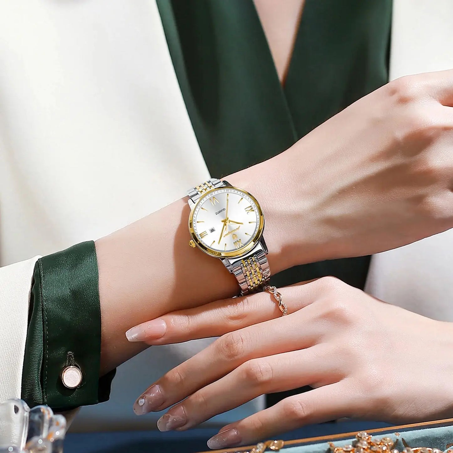 POEDAGAR Orologio da Donna Raffinato Impermeabile Luminoso con Data, Orologio da Polso Femminile di Alta Qualità in Acciaio Inossidabile, Elegante Orologio al Quarzo per Donne