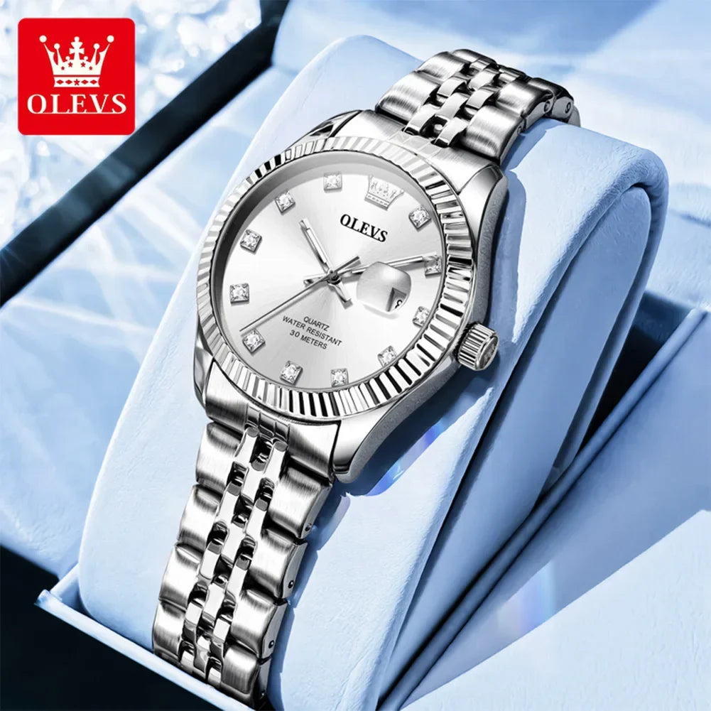 OLEVS Orologio da donna Nuovo orologio al quarzo 3705 Orologio da donna con data luminosa impermeabile in acciaio inossidabile Reloj