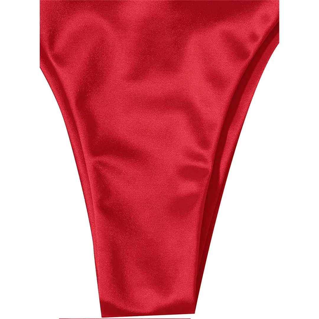Sexy 13 colori Halter Satin Bikini brasiliano Donna Costumi da bagno Costume da bagno femminile Bikini a due pezzi Bagnante Costume da bagno Swim V4966