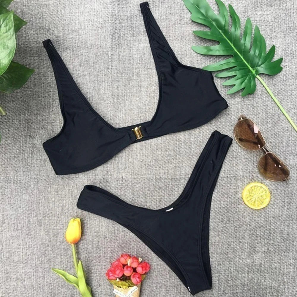 Costume da bagno brasiliano push-up a vita bassa da donna, set bikini, set costumi da bagno