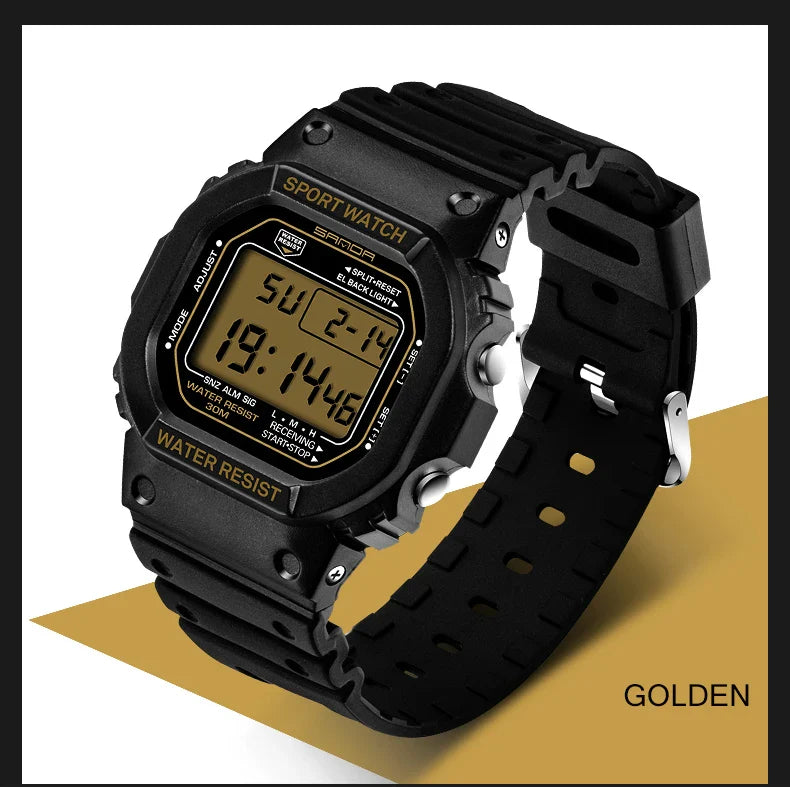 SANDA G Style LED Orologio digitale Unisex Antiurto Impermeabile Orologi sportivi Ragazzo Ragazza Cronometro Orologio elettronico a LED militare