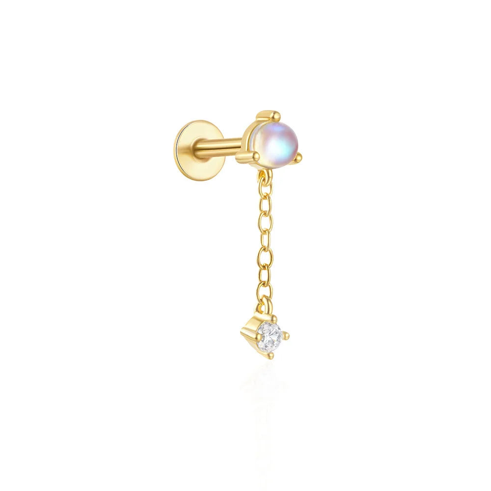 Orecchini con polsini piatti filettati con nappa tempestata di diamanti di nuovo stile, accessori per orecchie in stile europeo e americano.