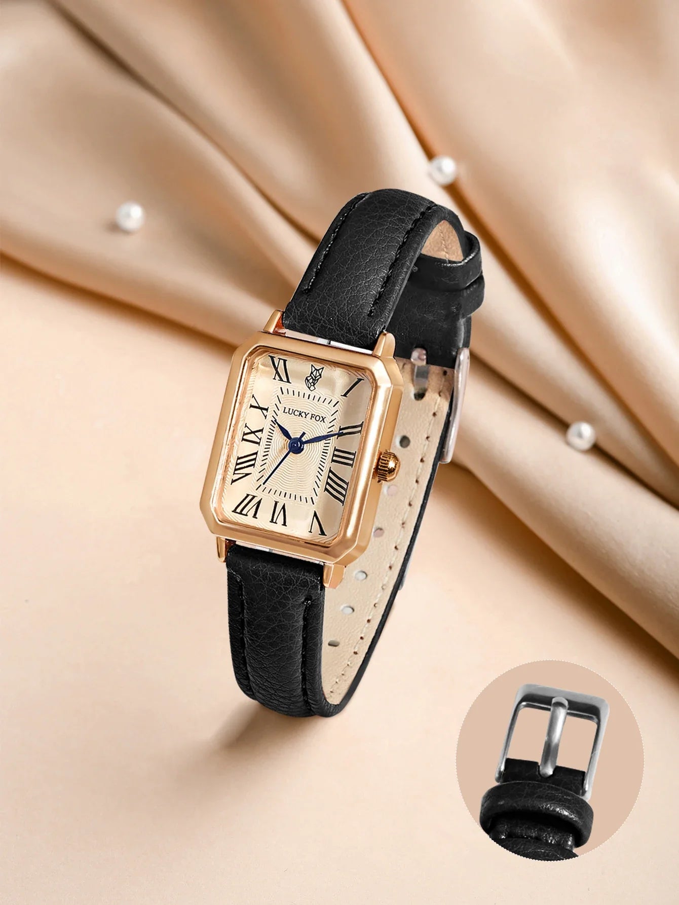 LUCKY FOX 2 pezzi confezione regalo di lusso leggera set braccialetto orologio orologio al quarzo quadrato da donna semplice e alla moda regalo del festival Reloj