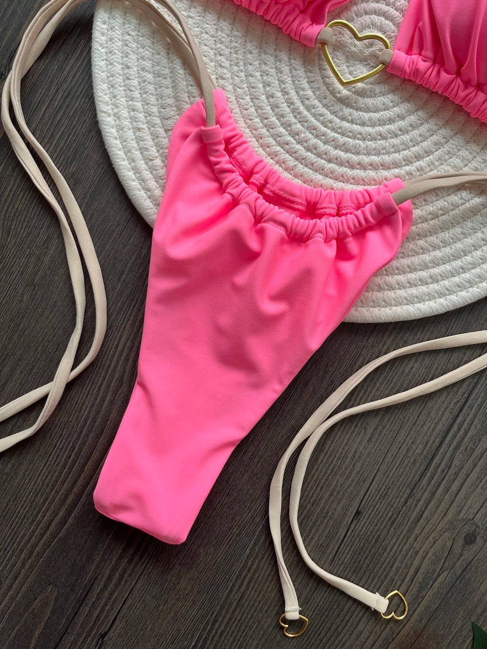 Costume da bagno bikini sexy da donna a tinta unita, due pezzi, rosso