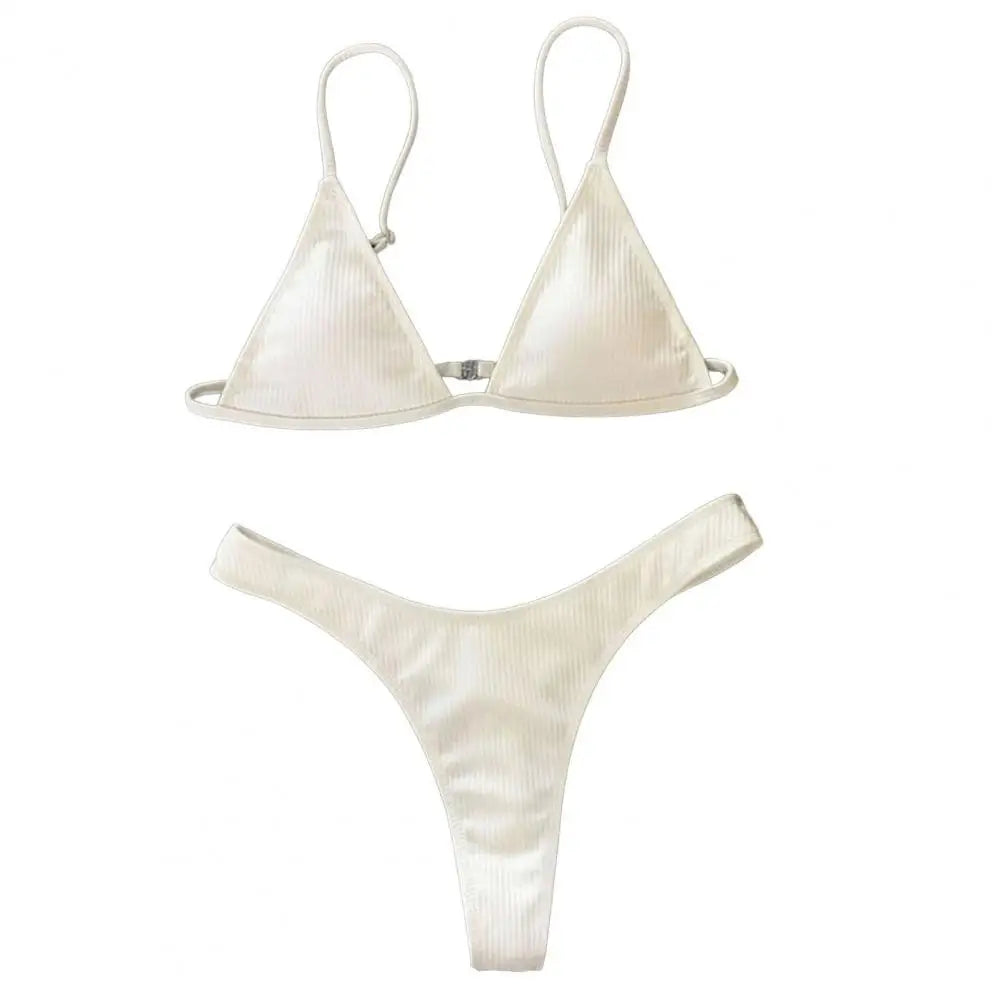 2 pezzi/set bikini da donna sexy set costumi da bagno da donna con cinturino per spaghetti senza fili ad asciugatura rapida