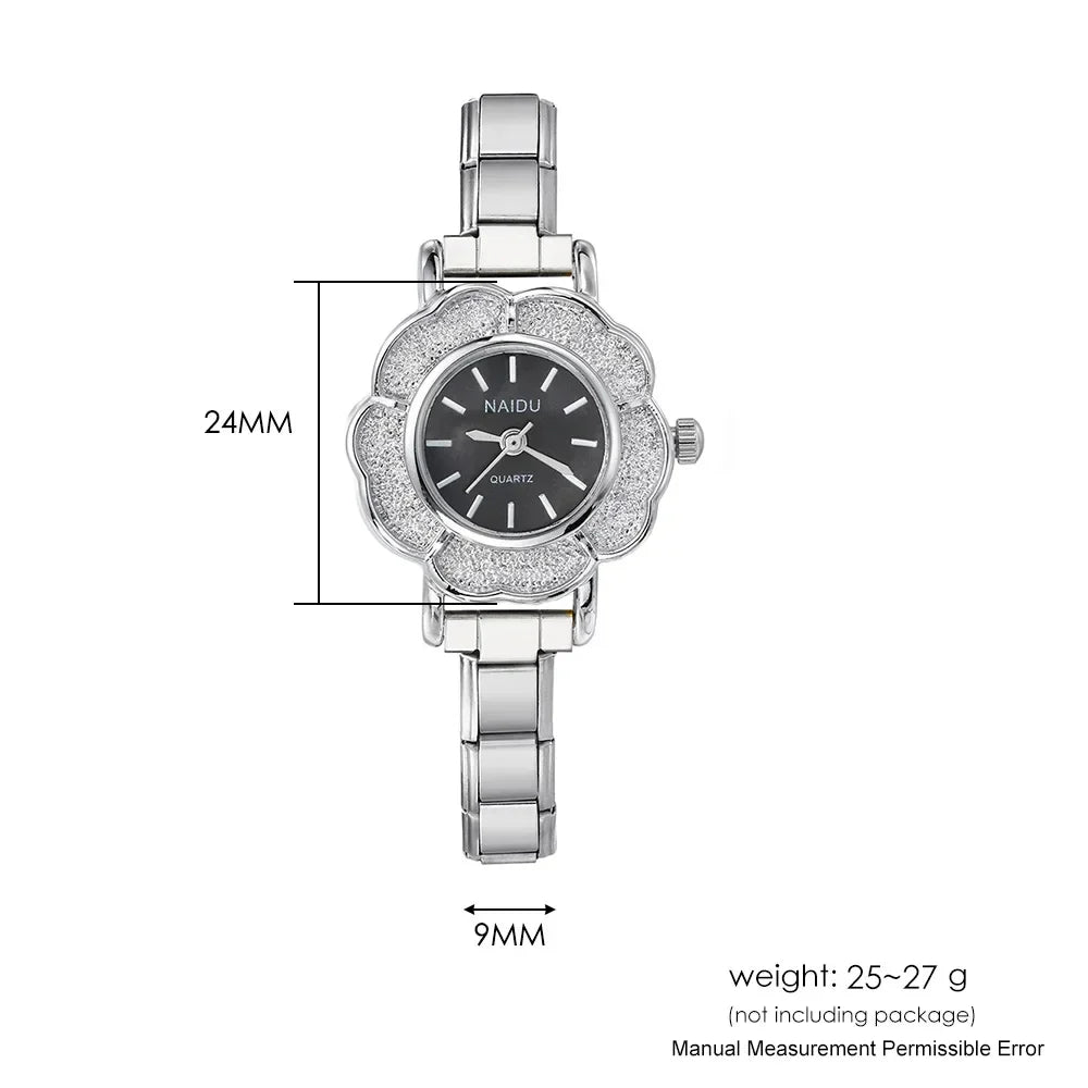 Orologi al quarzo da donna con intarsio floreale in zirconio, design chic di lusso, cinturino in acciaio inossidabile, regalo di compleanno per lei