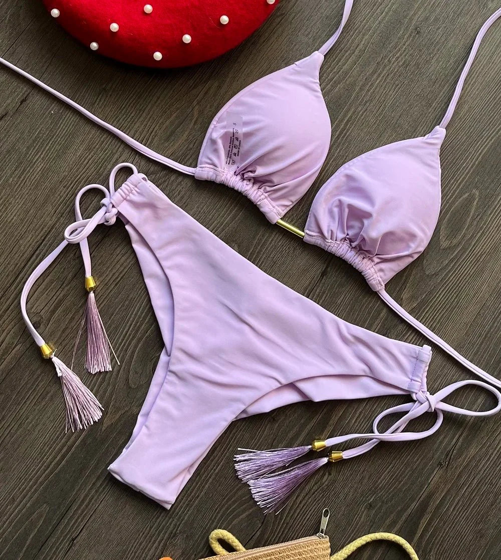 RUOTONGSEPT 2025 Nuovo Sexy Costume da Bagno Triangolare in 13 Colori per Donne, Bikini Brasiliano, Costume Push-Up, Set Bikini da Spiaggia