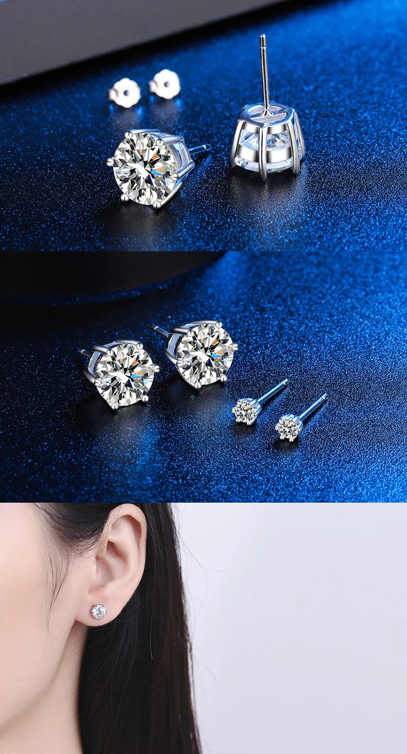 2 certificati GRA orecchini a bottone Moissanite Pass Diamond tester Pen For Men Women 925 Silver 18K Plated Wedding Gemstone