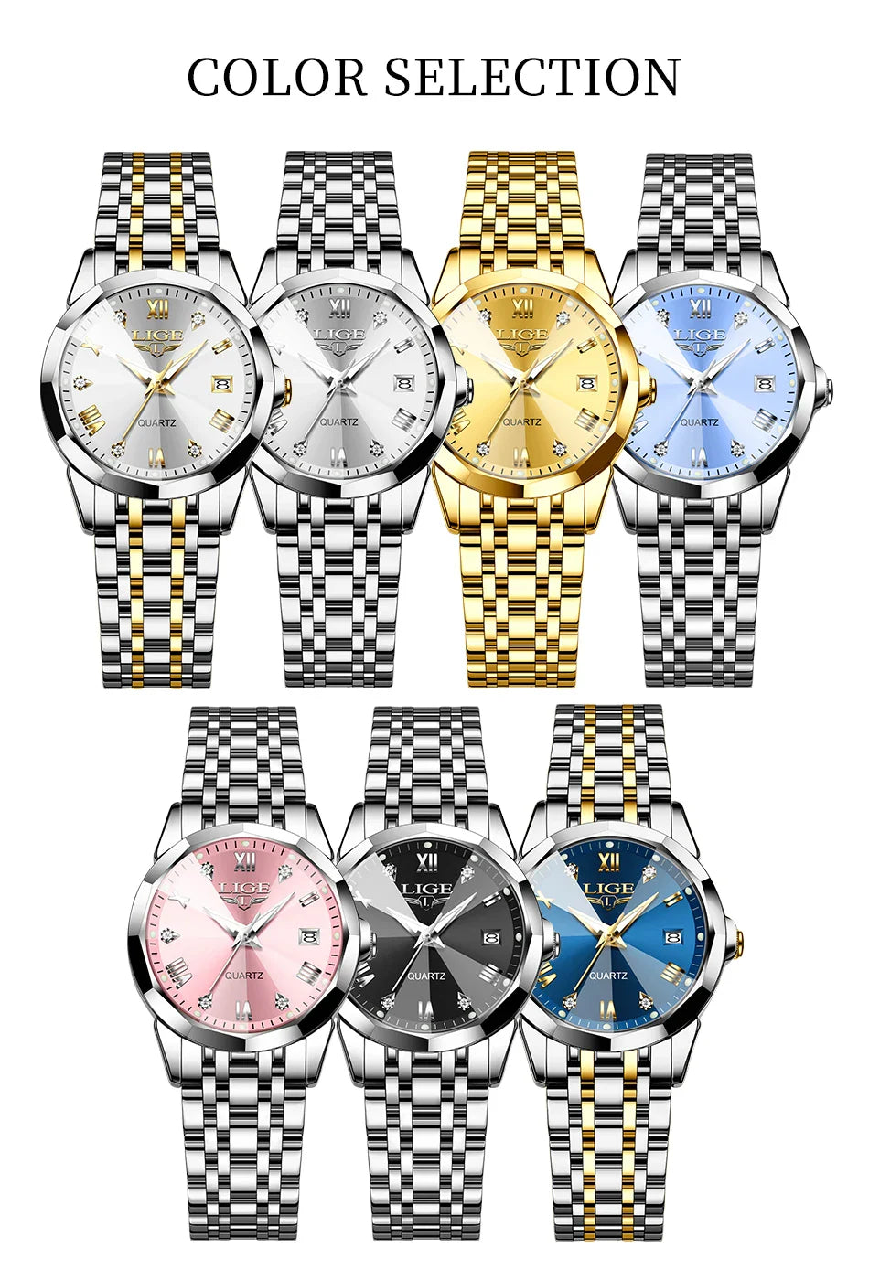 LIGE Elegante Orologio da Polso da Donna Ultrasottile in Stile Nordico Semplice con Movimento al Quarzo, Bracciale in Acciaio Inossidabile alla Moda