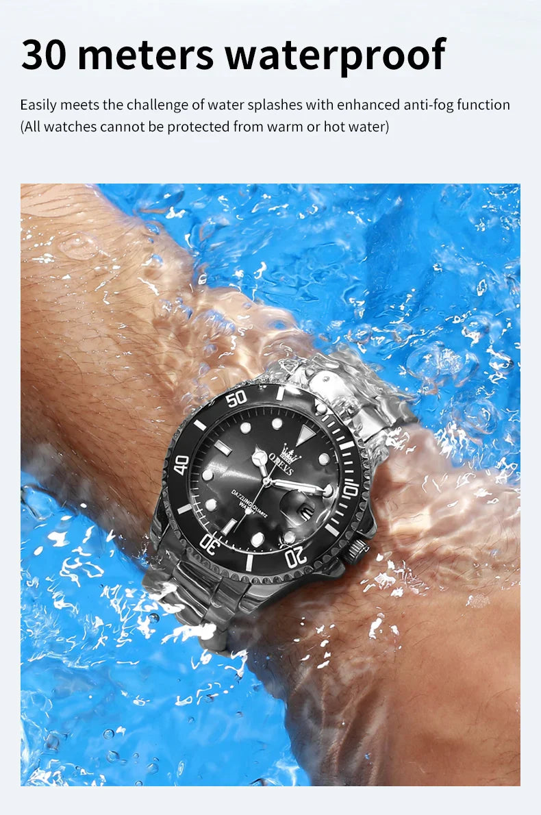 OLEVS Orologi da uomo Trend Luxury Cinturino in acciaio pregiato Grande data Orologio da polso al quarzo di marca originale per uomo Impermeabile luminoso 5885 Nuovo