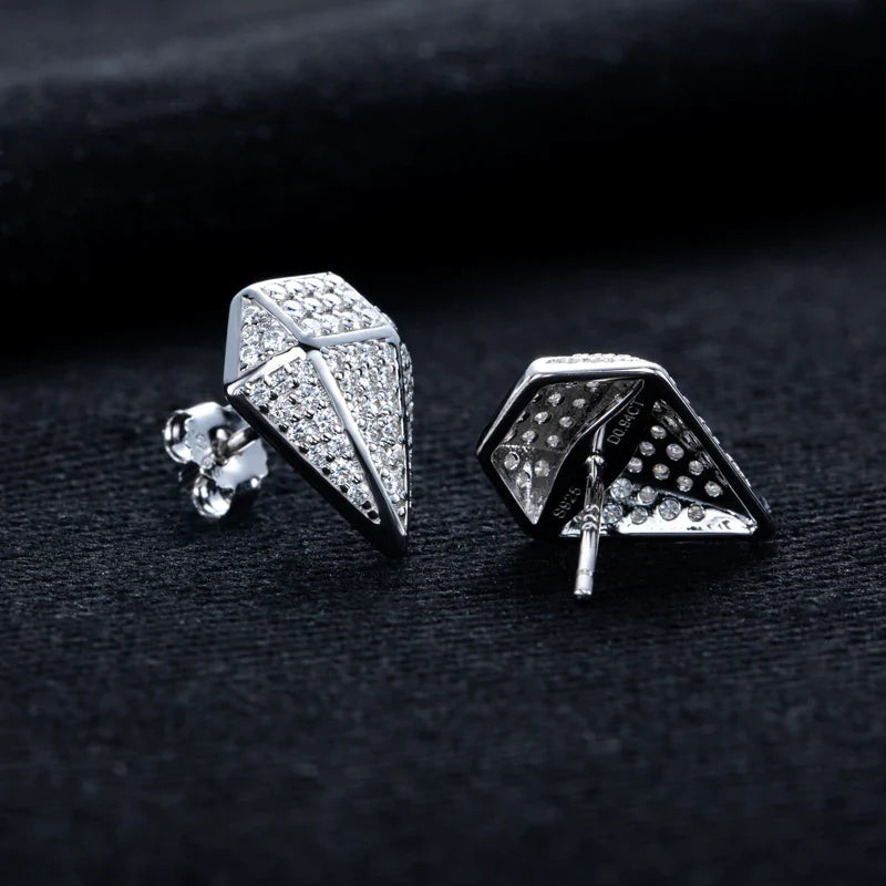 MossanRappr 0.94cttw Moissanite Eleganti orecchini a rombo in argento sterling 925 D Colore ghiacciato Gioielli Hip Hop per uomo Donna