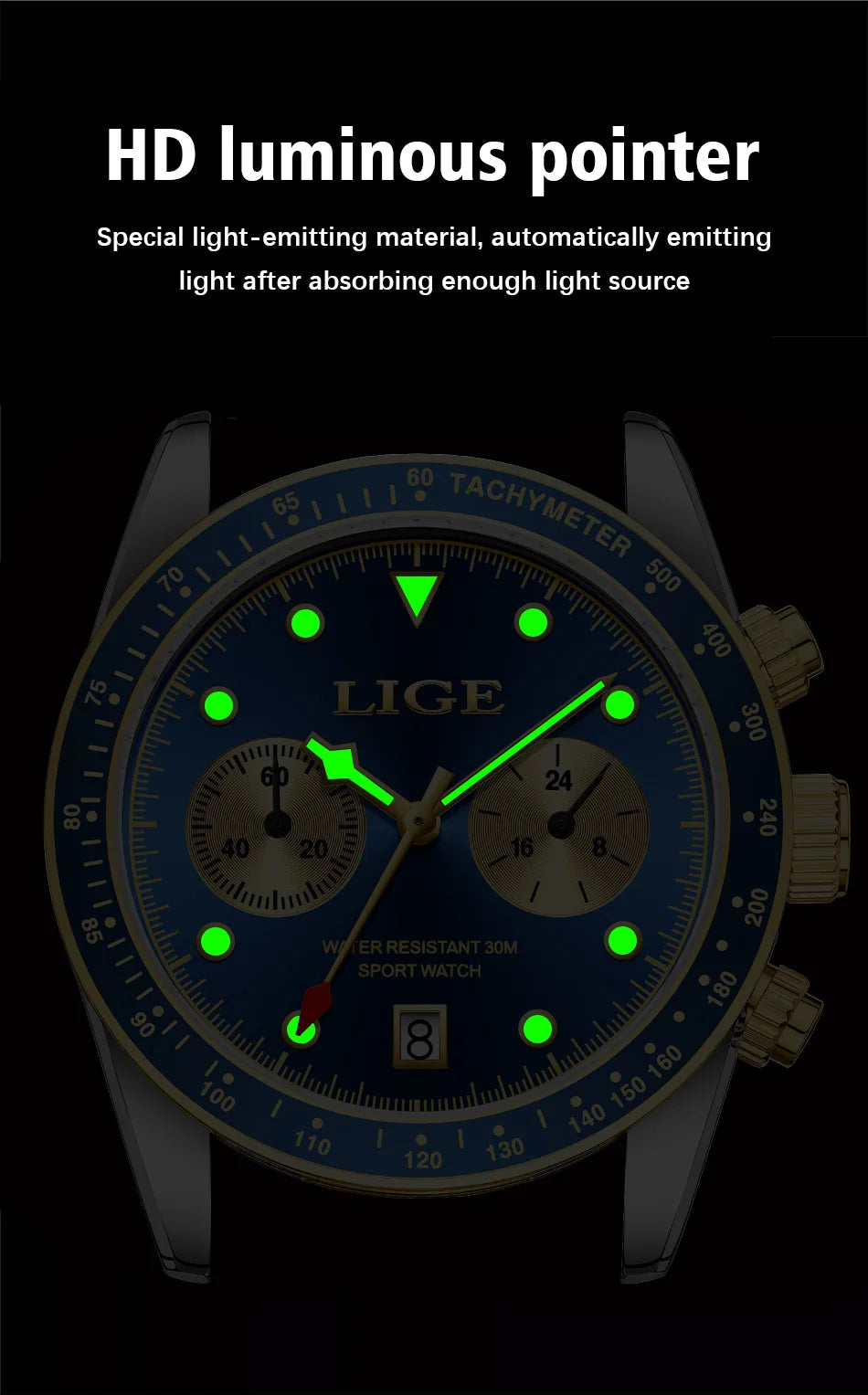 LIGE Nuovi orologi da uomo Orologi da polso al quarzo da uomo di lusso delle migliori marche Cronografo sportivo impermeabile e luminoso Relogio Masculino+BOX