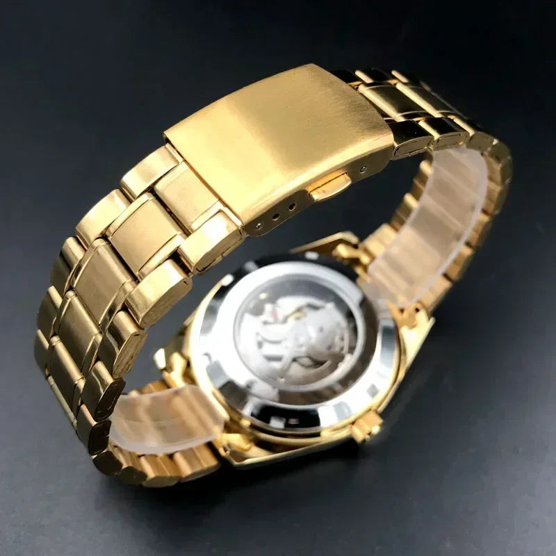 Orient Double Lion Classic Watch Series Orologio da uomo con cinturino in acciaio inossidabile Tourbillon meccanico automatico multifunzione di lusso