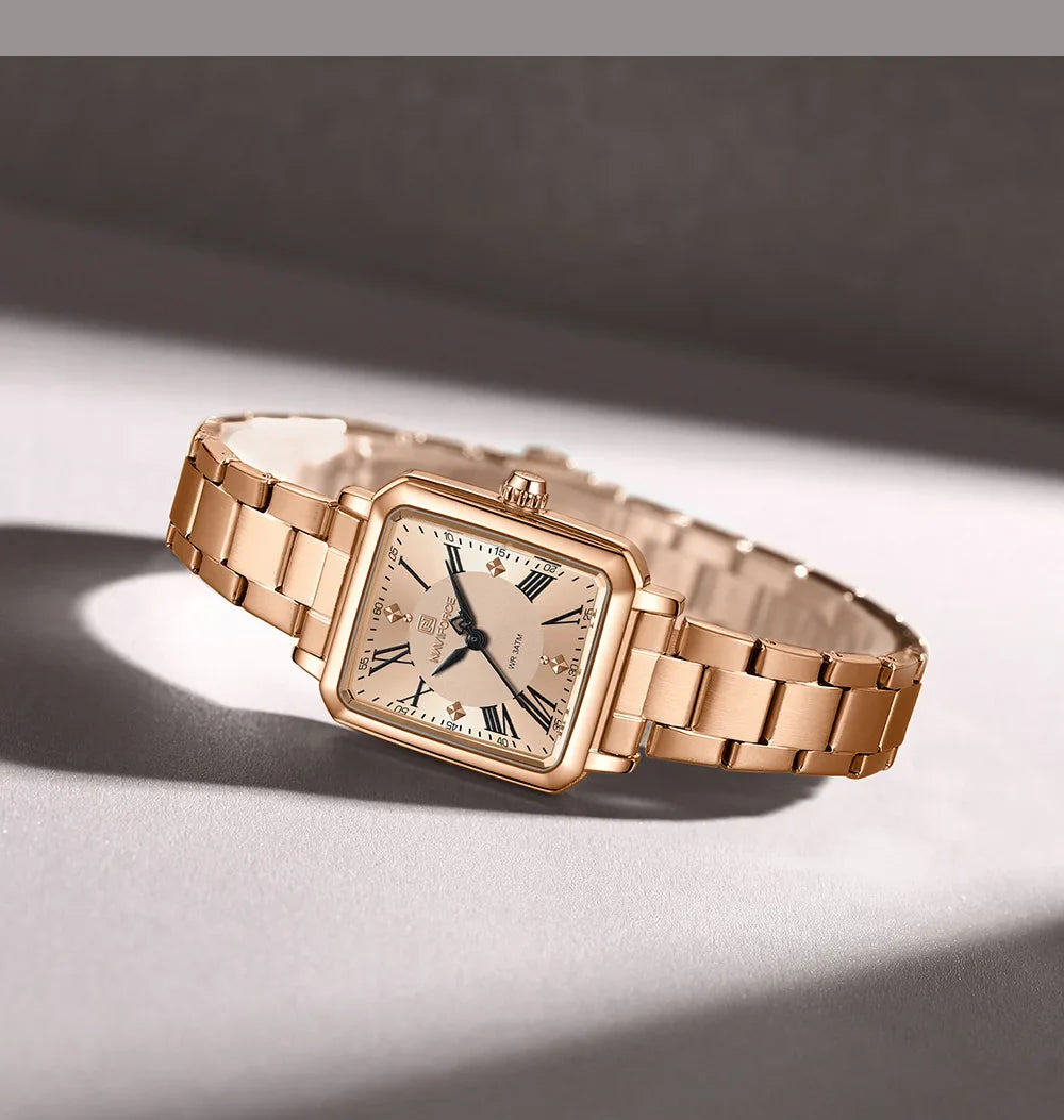 NAVIFORCE Orologio da donna alla moda per donna Orologio da polso da donna casual impermeabile al quarzo in acciaio inossidabile da regalare alla fidanzata 2025