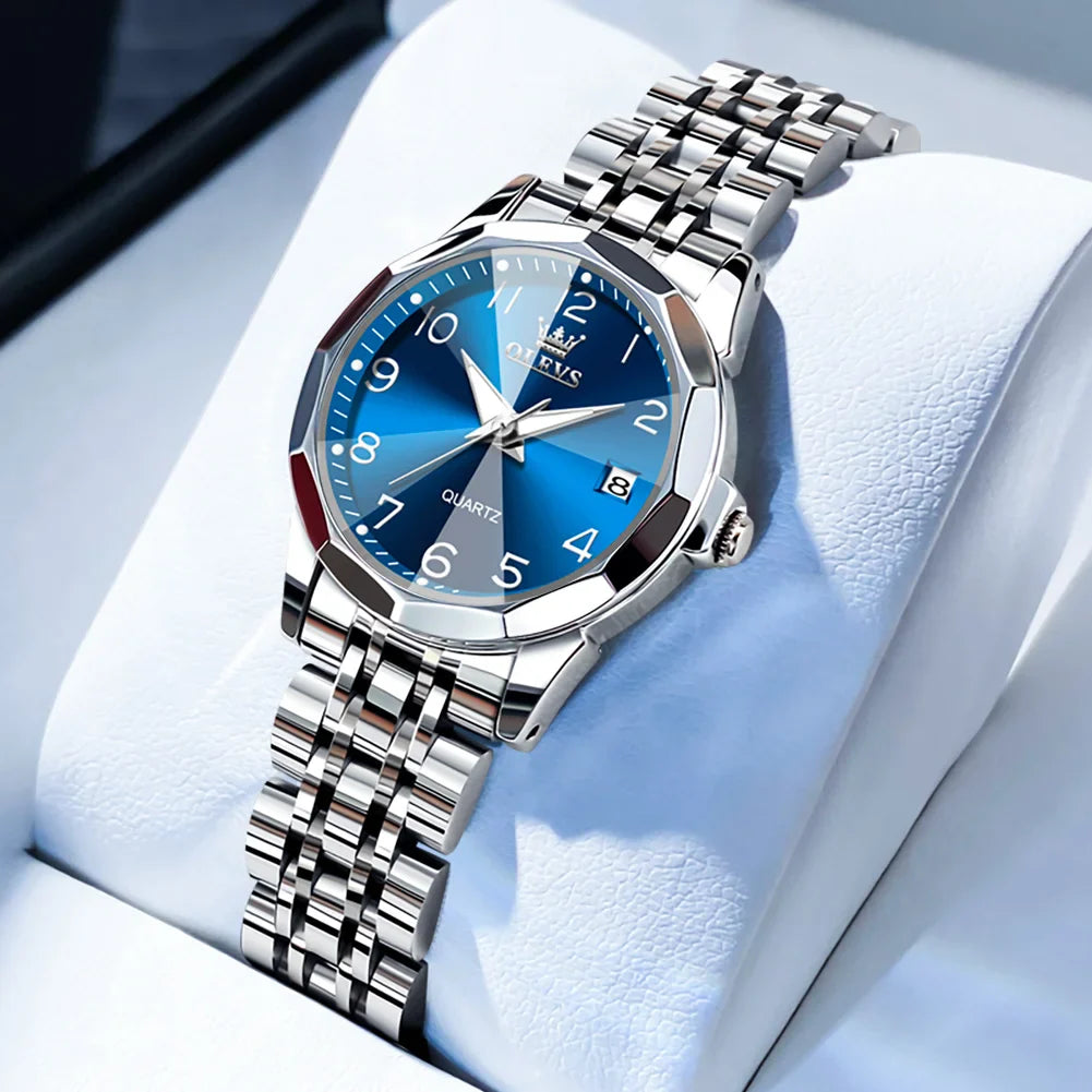 OLEVS 9931 Elegante Orologio da Donna di Lusso, Marca Originale, Movimento al Quarzo, Impermeabile, in Acciaio Inossidabile, Luminoso con Data