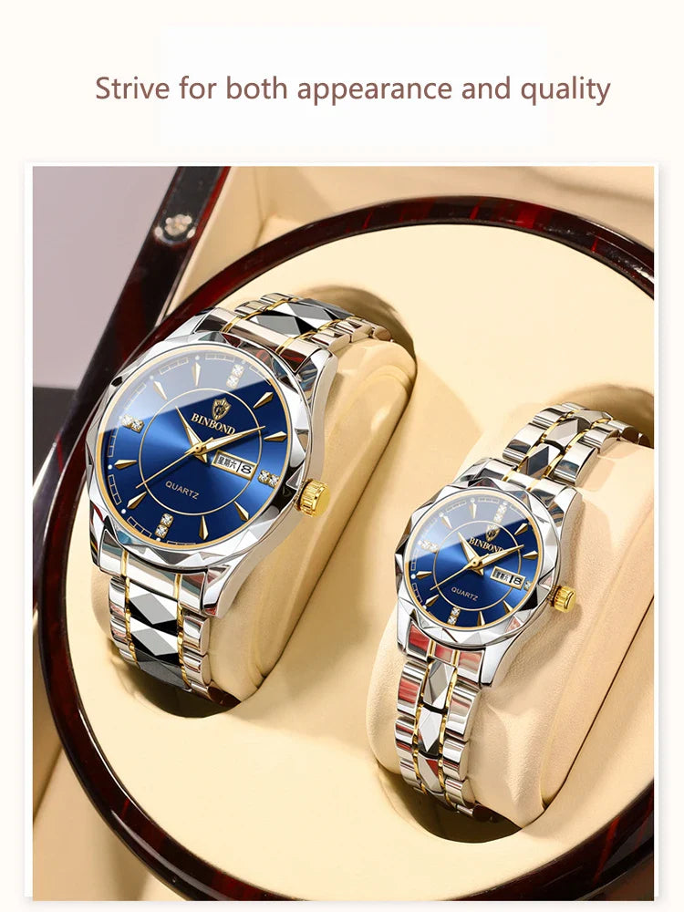 BINBONG Orologi da donna Orologio al quarzo da donna di moda di lusso Orologio da polso in acciaio inossidabile con data luminosa impermeabile Regalo per gli amanti della fidanzata
