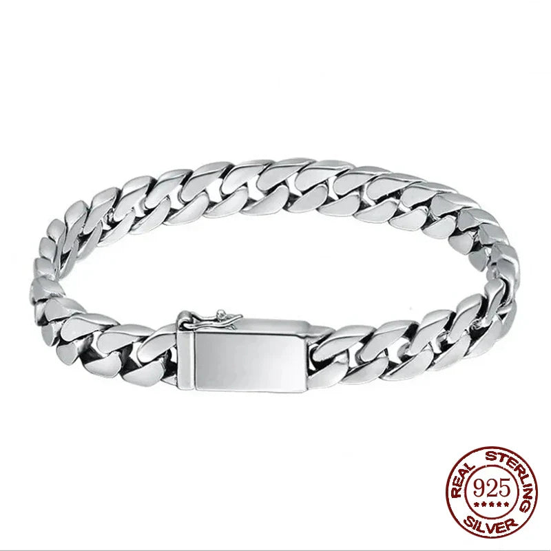100% S925 Collana in argento sterling Bracciale Punk S925 Gioielli in argento Non sbiadisce mai Carry certificato Uomo Donna Gioielli Regali