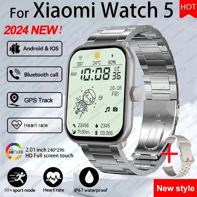 Per Xiaomi Watch 5 Smart Watch da uomo HD AMOLED schermo frequenza cardiaca chiamate Bluetooth localizzazione GPS Smartwatch sportivo impermeabile da donna